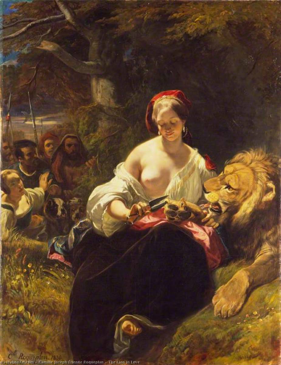 Order Oil Painting Replica The Lion in Love, 1836 by Camille Joseph Étienne Roqueplan (1803-1855) | ArtsDot.com