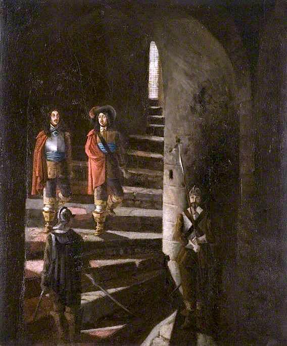 順序 油絵 ルカスとリスルは、偉大な階段、コルチェスター城を飾る, 1920 バイ Harry Becker (1865-1928) | ArtsDot.com