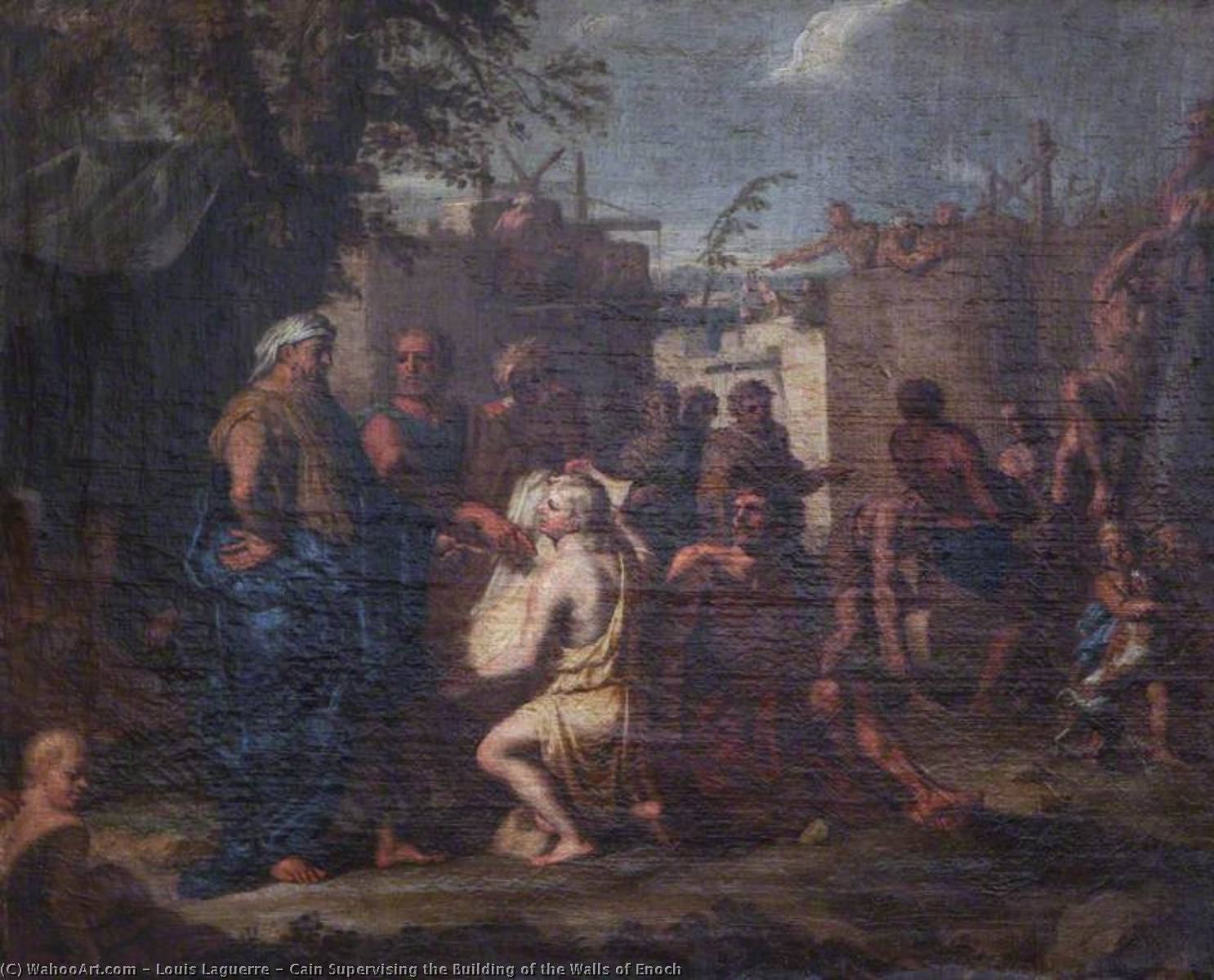 Buy Museum Art Reproductions Cain Supervising the Building of the Walls of Enoch by Louis Laguerre (1663-1721) | ArtsDot.com