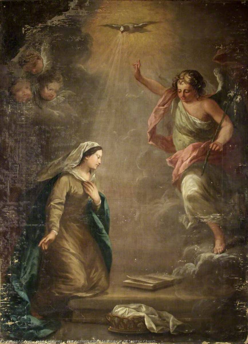 Buy Museum Art Reproductions The Annunciation (formerly at All Saints` Church) by John Simmons (1823-1876) | ArtsDot.com