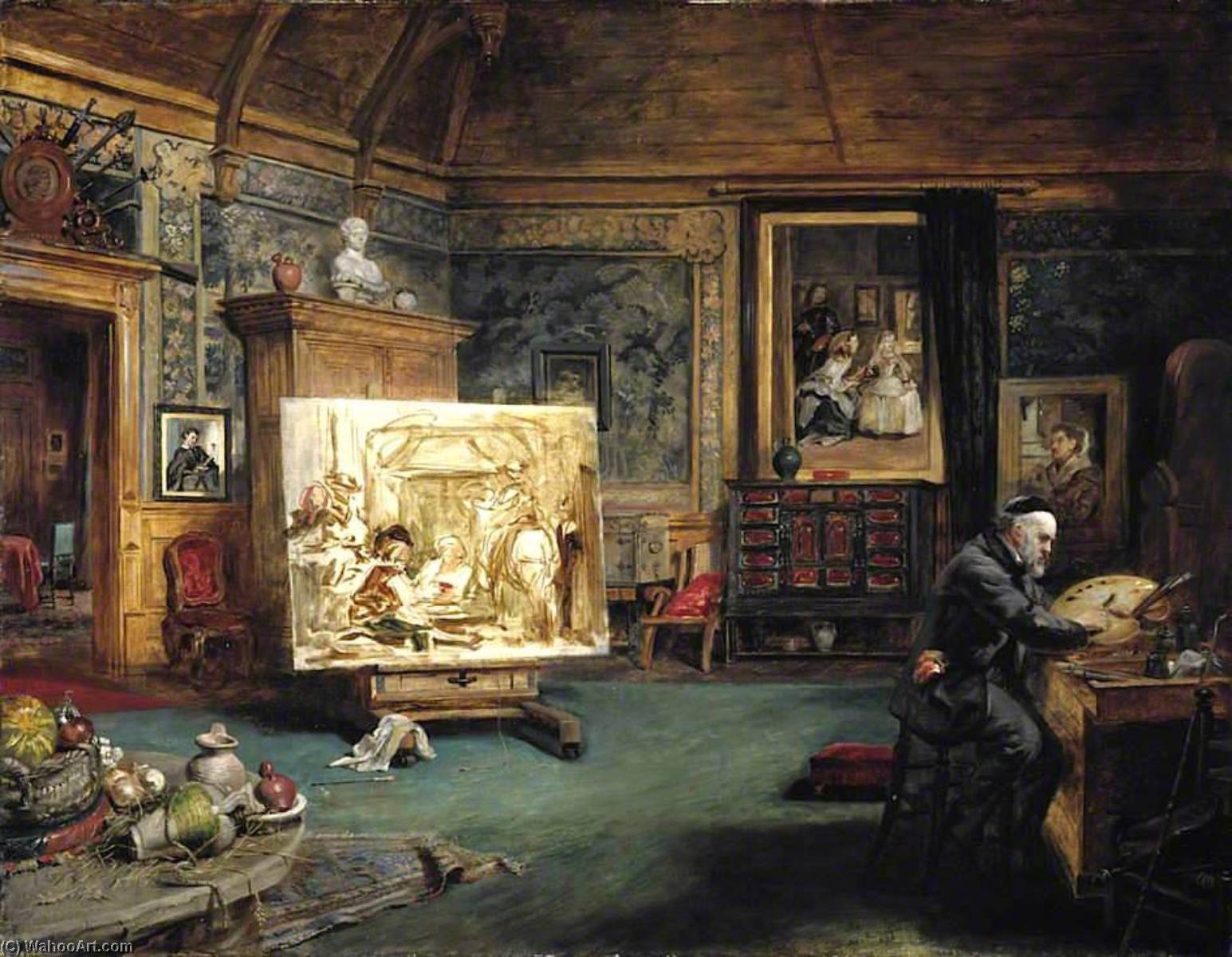 Получить Репродукции Картин Джон Филлип, художник в своей студии, 1864 по John Ballantyne (1815-1897) | ArtsDot.com