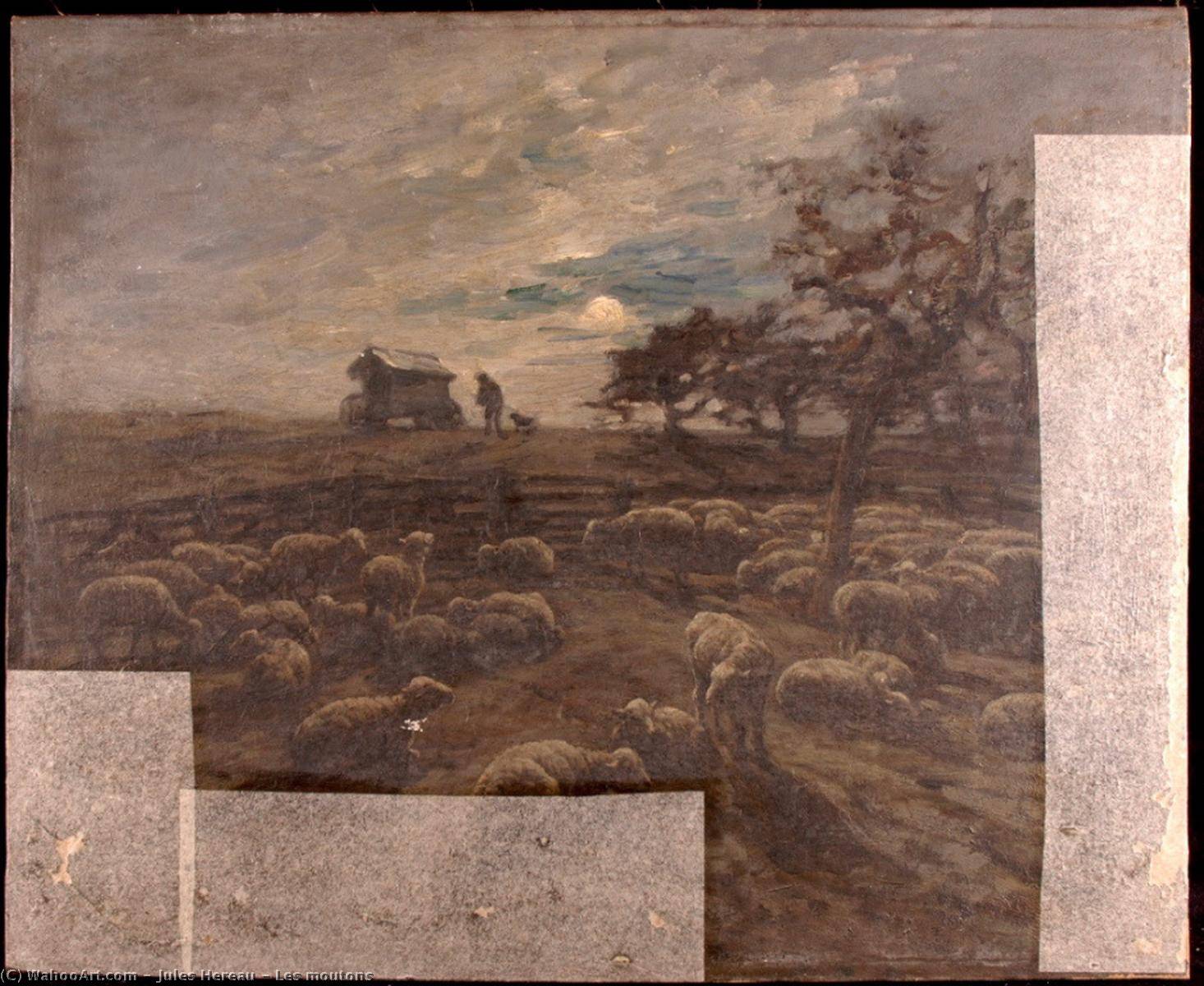 Order Paintings Reproductions Les moutons by Jules Hereau (1829-1879) | ArtsDot.com
