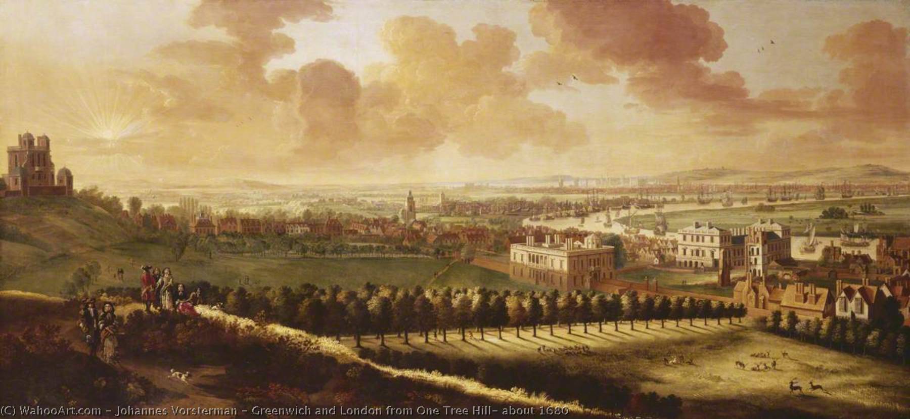 Order Oil Painting Replica Greenwich and London from One Tree Hill, about 1680, 1680 by Johannes Vorsterman (1643-1719) | ArtsDot.com