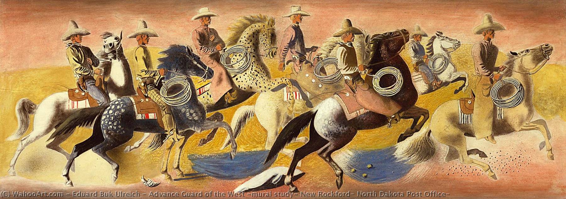 Advance Guard of the West (mural study, New Rockford, North Dakota Post Office), 1940 by Eduard Buk Ulreich (1884-1966) Eduard Buk Ulreich | ArtsDot.com