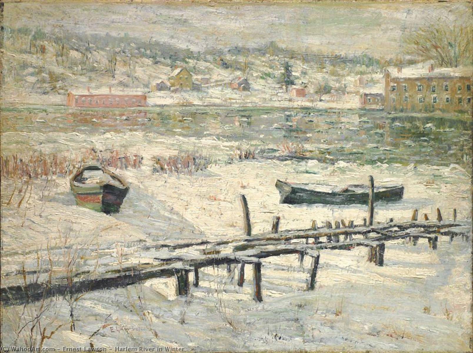 Order Art Reproductions Harlem River in Winter, 1907 by Ernest Lawson (1873-1939, Canada) | ArtsDot.com