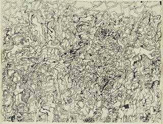 Order Artwork Replica Ties and Whys Landscape with Figures, 1952 by Jean Philippe Arthur Dubuffet (Inspired By) (1901-1985, France) | ArtsDot.com