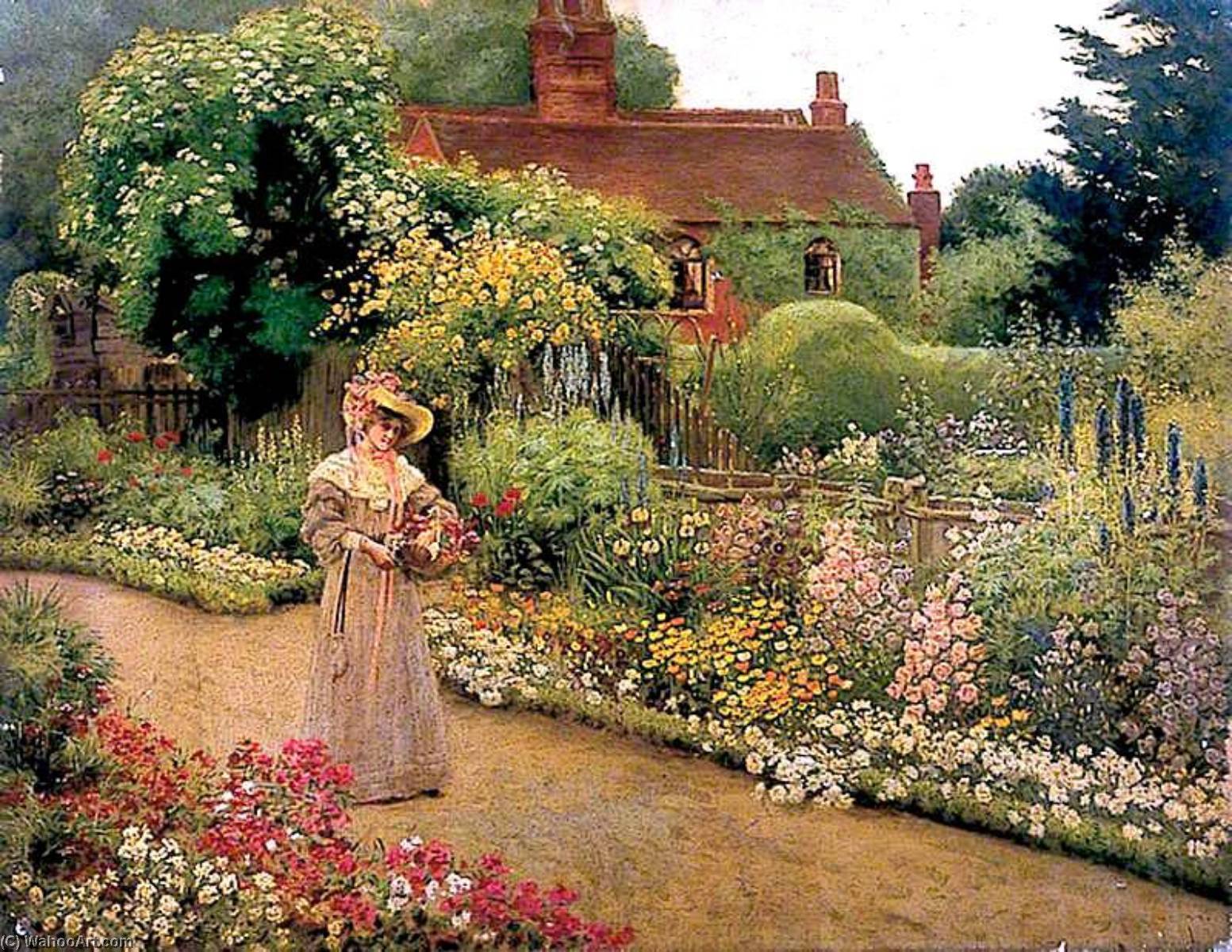 Order Oil Painting Replica An English Garden by Percy Robert Craft (1856-1934) | ArtsDot.com