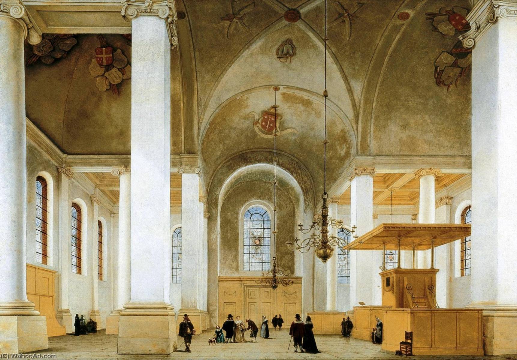 順序 「アート再現 西から東へ見えるハレルムのニエまたはセント・アンナカークの内部, 1652 バイ Peter Saenredam (1597-1665) | ArtsDot.com