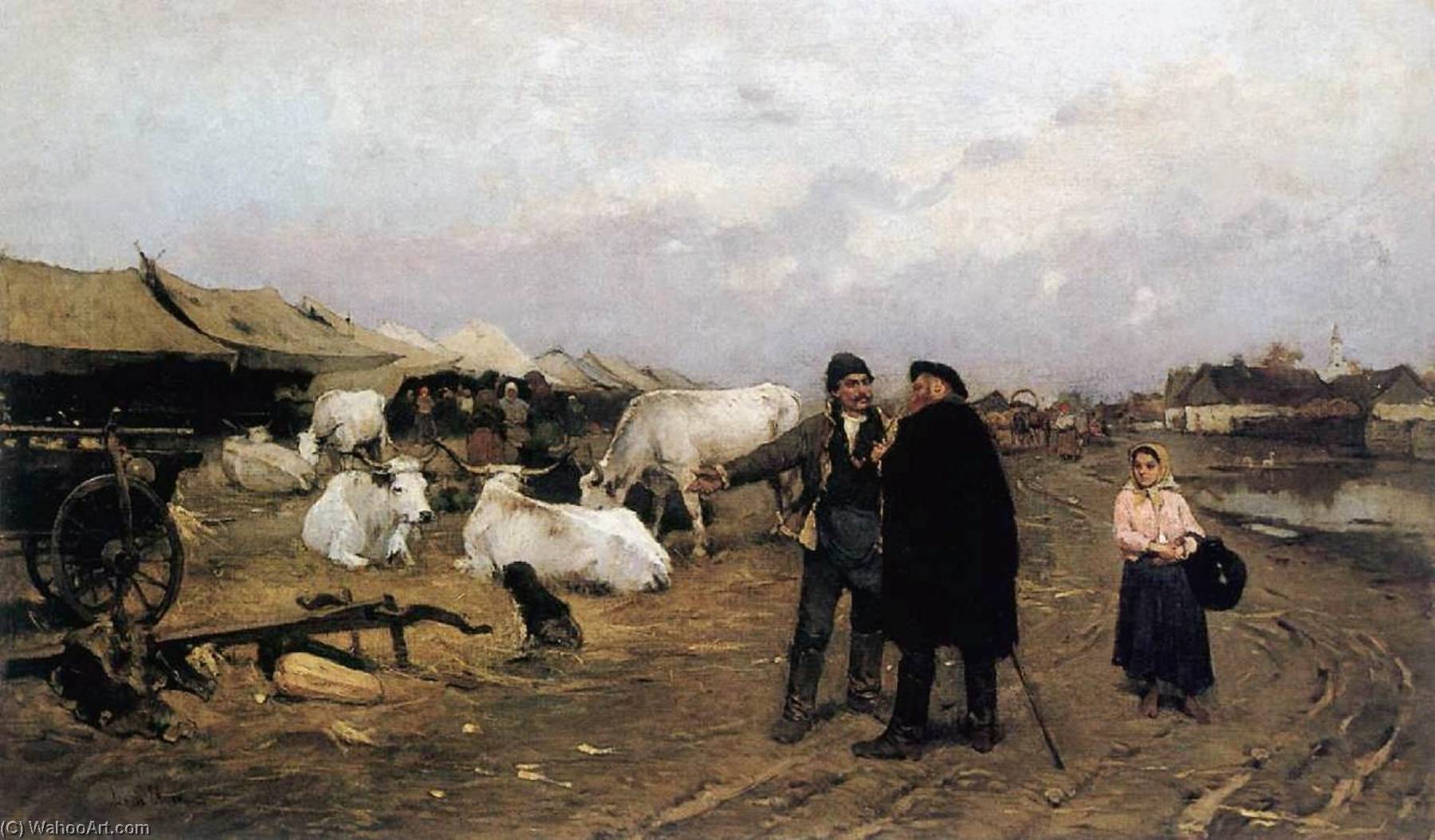 Order Art Reproductions Market Scene, 1885 by Lajos Deák Ébner (1850-1934) | ArtsDot.com