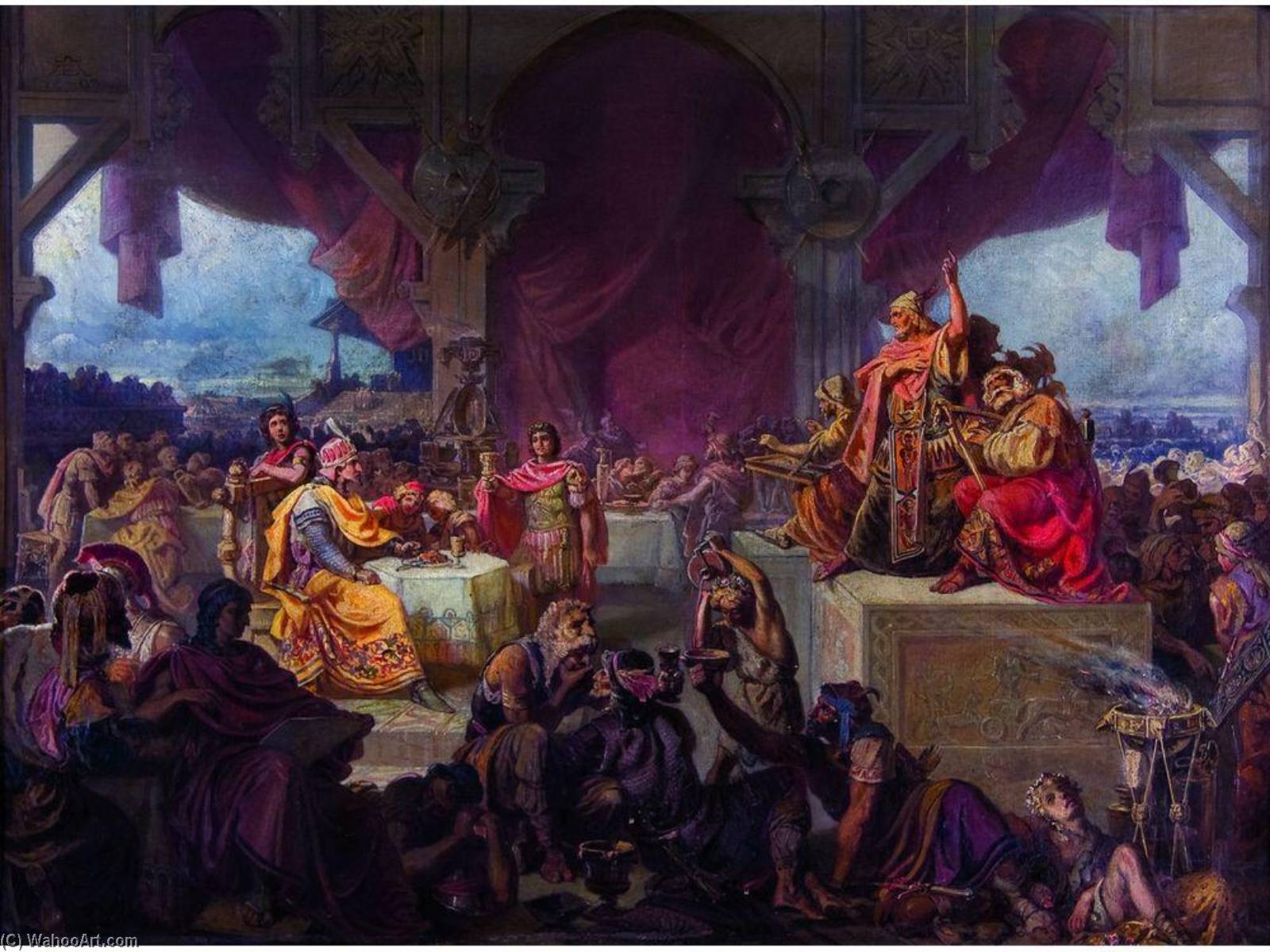 Order Paintings Reproductions Feast of Attila, 1863 by Ede Heinrich (1819-1885) | ArtsDot.com
