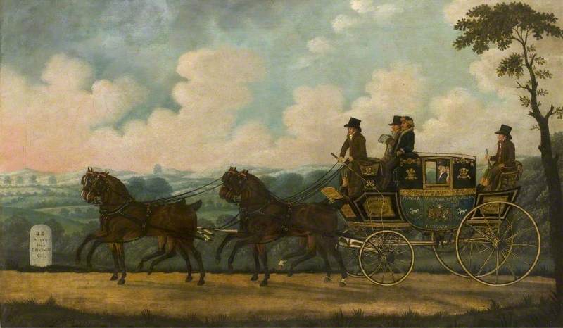Order Oil Painting Replica The Royal Manchester Telegraph Coach, 1804 by John Cordrey (1765-1825) | ArtsDot.com