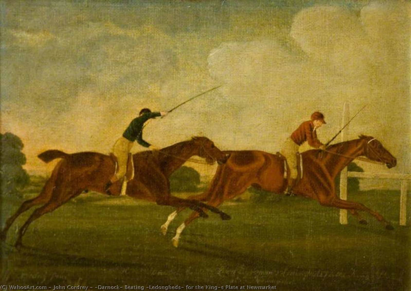 Order Paintings Reproductions `Darnock` Beating `Ledongheds` for the King`s Plate at Newmarket by John Cordrey (1765-1825) | ArtsDot.com