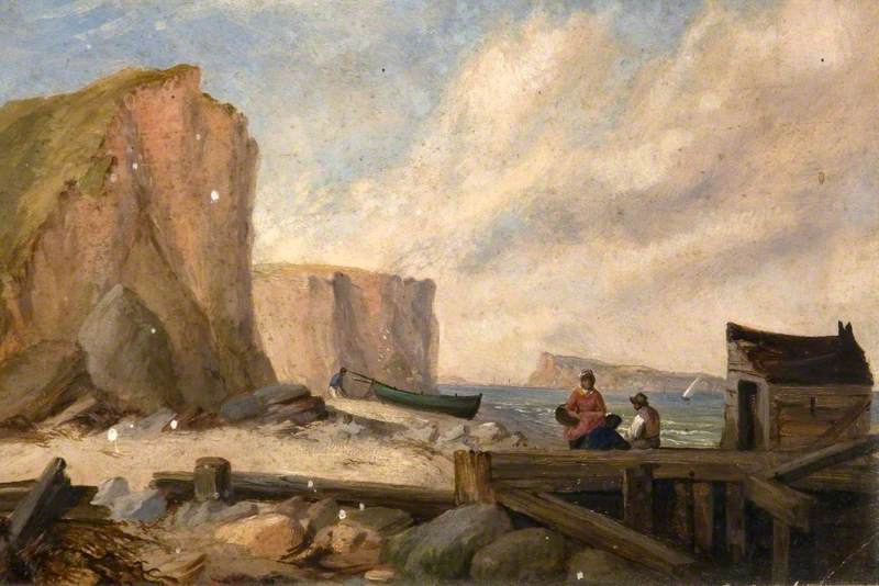 Order Art Reproductions East Cliff, with Portland, Dorset, in the Distance by Edward Francis Drew Pritchard (1809-1905) | ArtsDot.com