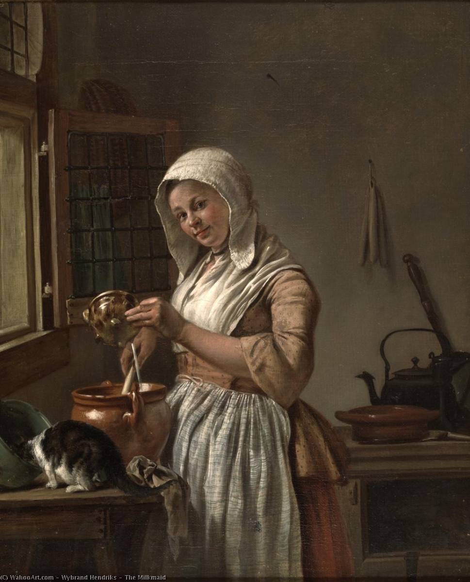 Order Paintings Reproductions The Milkmaid, 1815 by Wybrand Hendriks (1744-1831) | ArtsDot.com