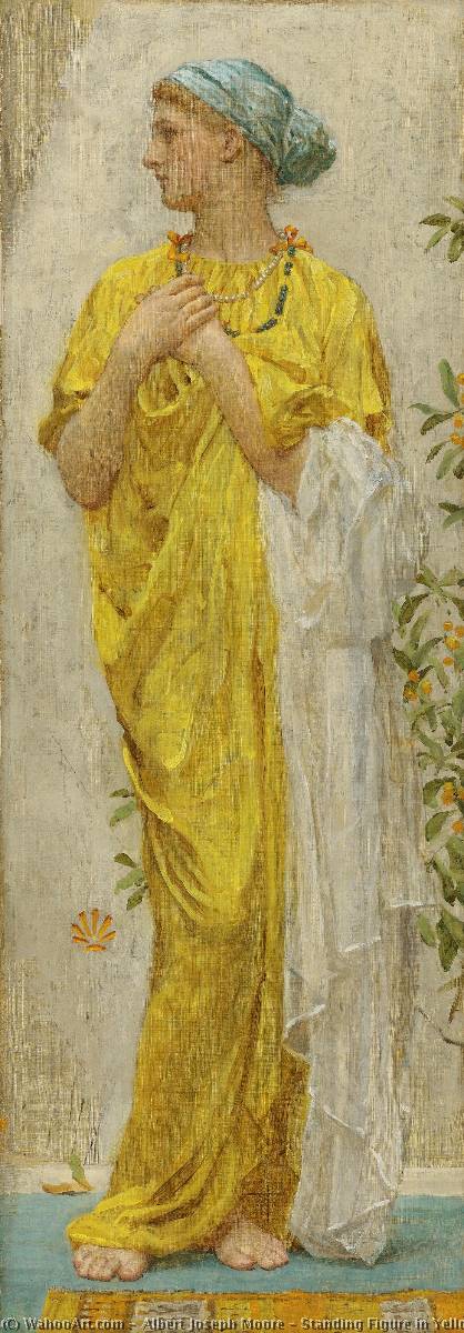 Order Paintings Reproductions Standing Figure in Yellow and Blue Study for Topaz by Albert Joseph Moore (1841-1893, United Kingdom) | ArtsDot.com