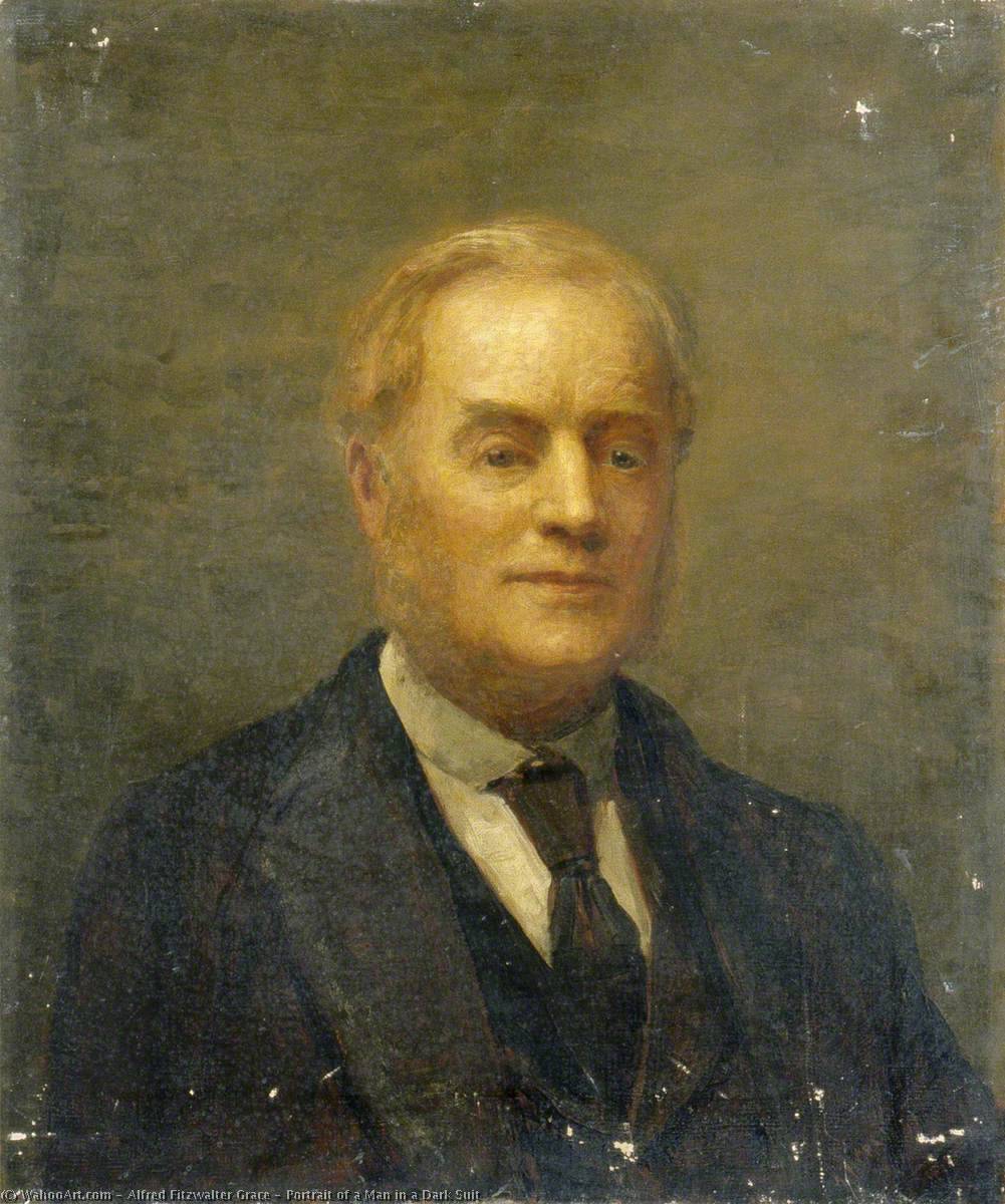 Order Paintings Reproductions Portrait of a Man in a Dark Suit, 1892 by Alfred Fitzwalter Grace (1844-1903) | ArtsDot.com