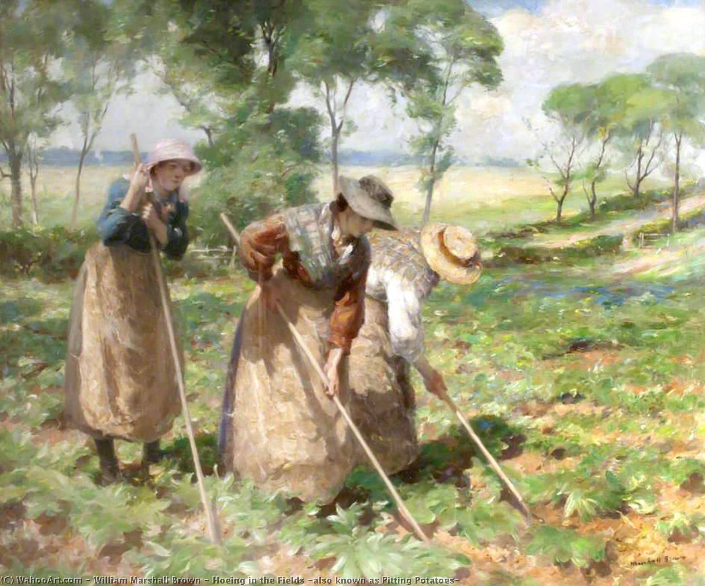 Order Art Reproductions Hoeing in the Fields (also known as Pitting Potatoes) by William Marshall Brown (1863-1936) | ArtsDot.com