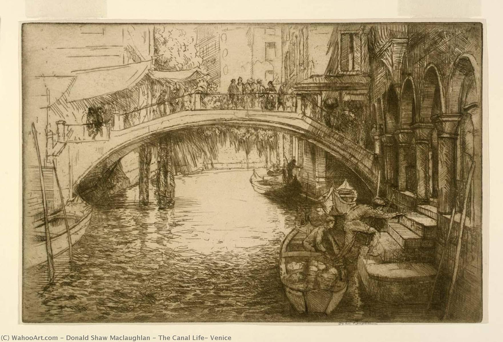 Order Art Reproductions The Canal Life, Venice, 1926 by Donald Shaw Maclaughlan (1876-1938) | ArtsDot.com
