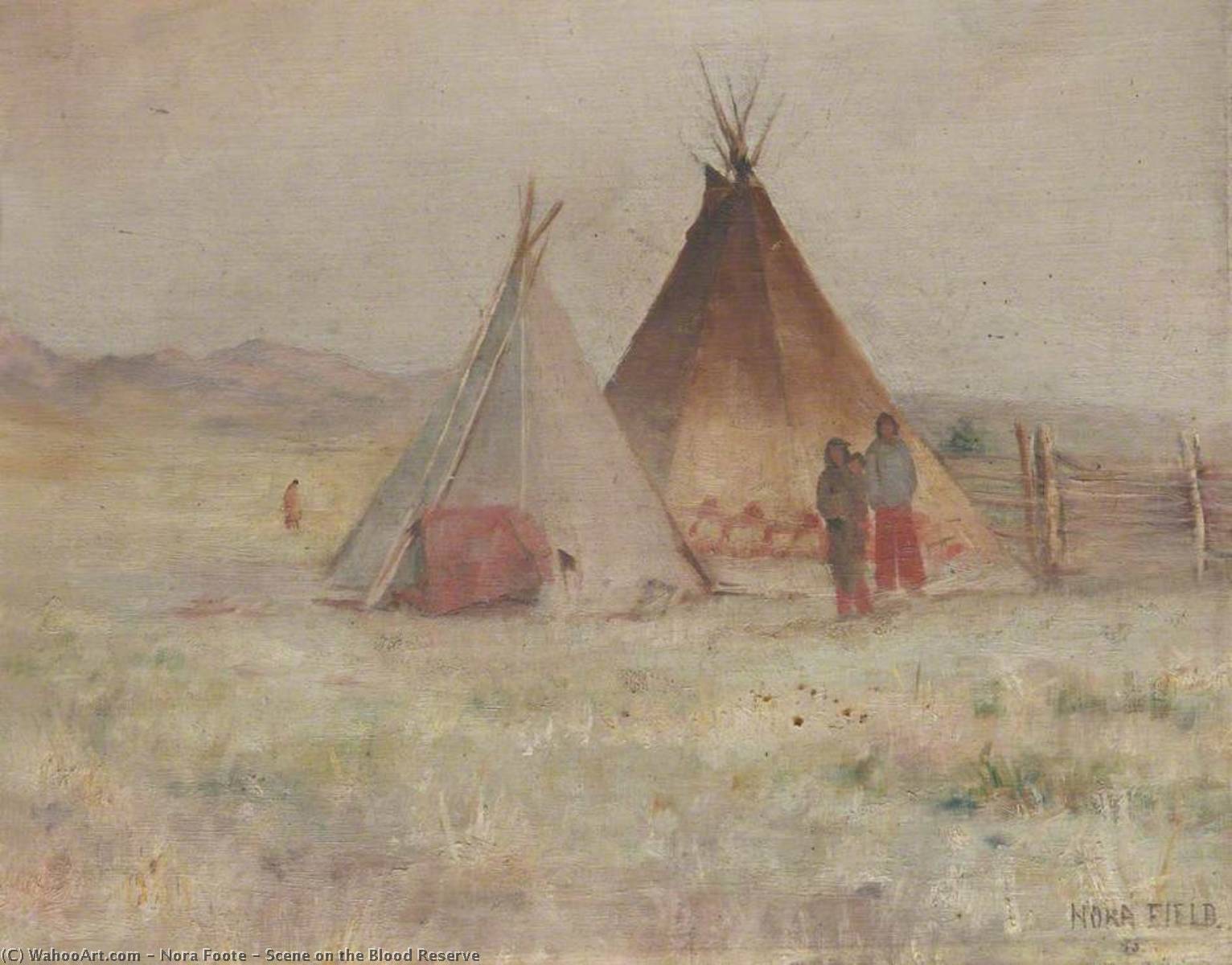 Scene on the Blood Reserve, 1895 by Nora Foote Nora Foote | ArtsDot.com