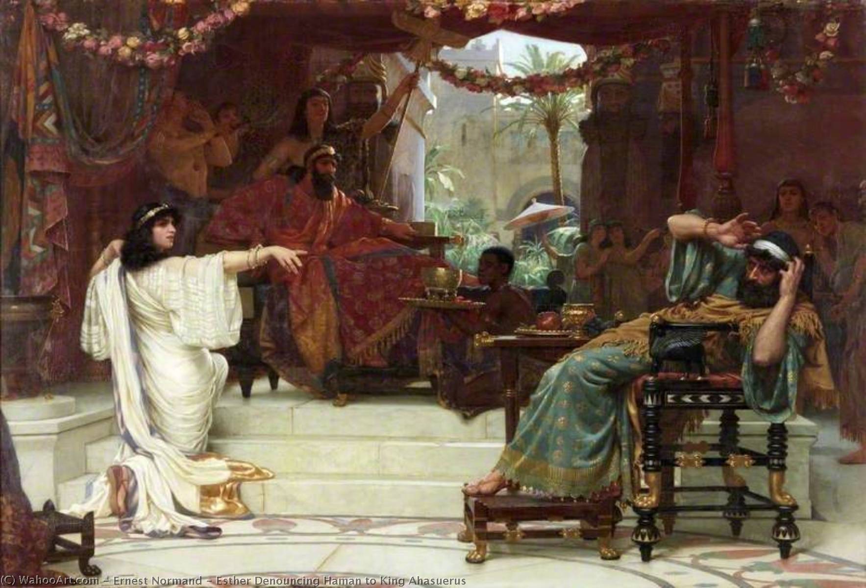 Order Oil Painting Replica Esther Denouncing Haman to King Ahasuerus, 1888 by Ernest Normand (1857-1923) | ArtsDot.com