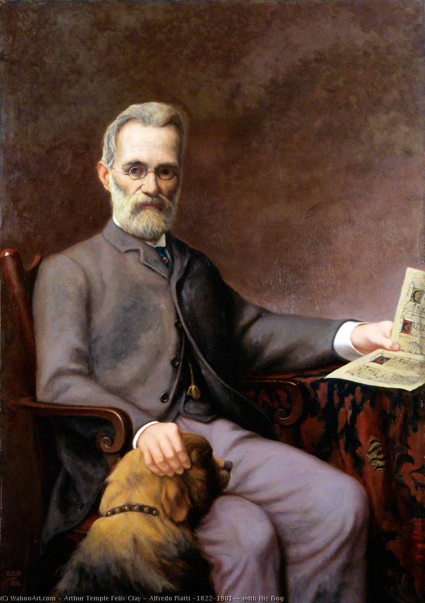 順序 絵画のコピー Alfredo Piatti (1822-1901), 彼の犬と, 1894 バイ Arthur Temple Felix Clay (1842-1928) | ArtsDot.com