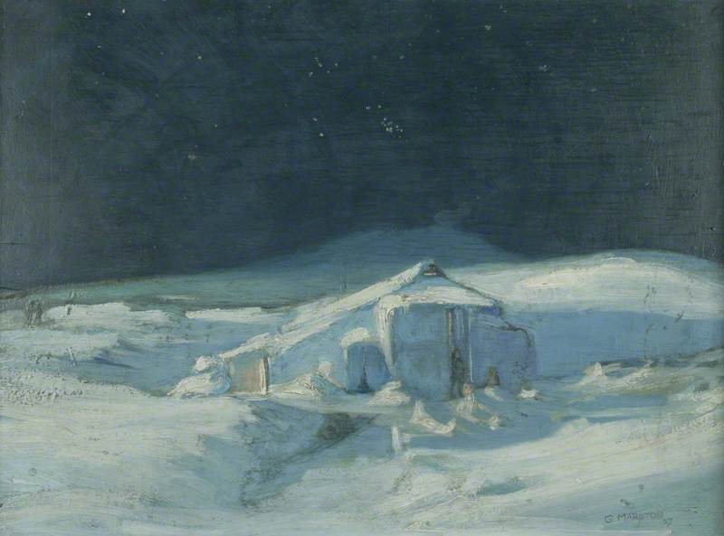 Order Paintings Reproductions Shackleton`s Snow Covered Hut at Cape Royds, 1907 by George E Marston (1882-1940, United Kingdom) | ArtsDot.com