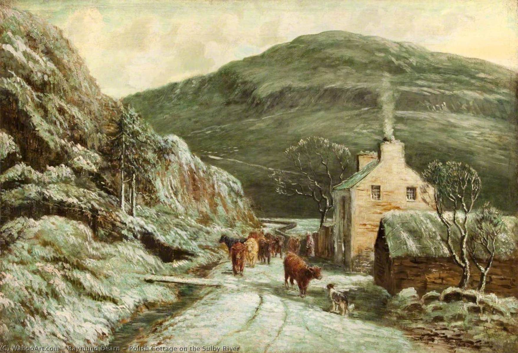 Ordinare Riproduzioni Di Quadri Cottage polacco sul fiume Sulby, 1900 di Raymund Dearn (1858-1925) | ArtsDot.com