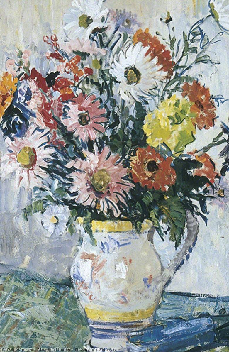 Order Oil Painting Replica Flowers in a White Vase by Mary Ethel Hunter (1878-1936) | ArtsDot.com