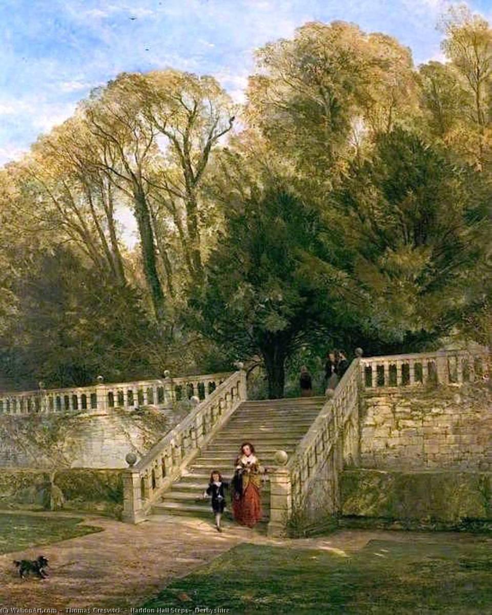 Order Paintings Reproductions Haddon Hall Steps, Derbyshire by Thomas Creswick (1811-1869, United Kingdom) | ArtsDot.com