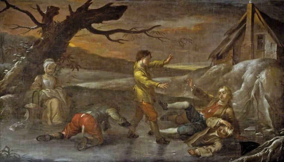 Order Paintings Reproductions The Humerous Diversion of Sliding on the Ice, 1742 by Francis Hayman (1708-1776, United Kingdom) | ArtsDot.com