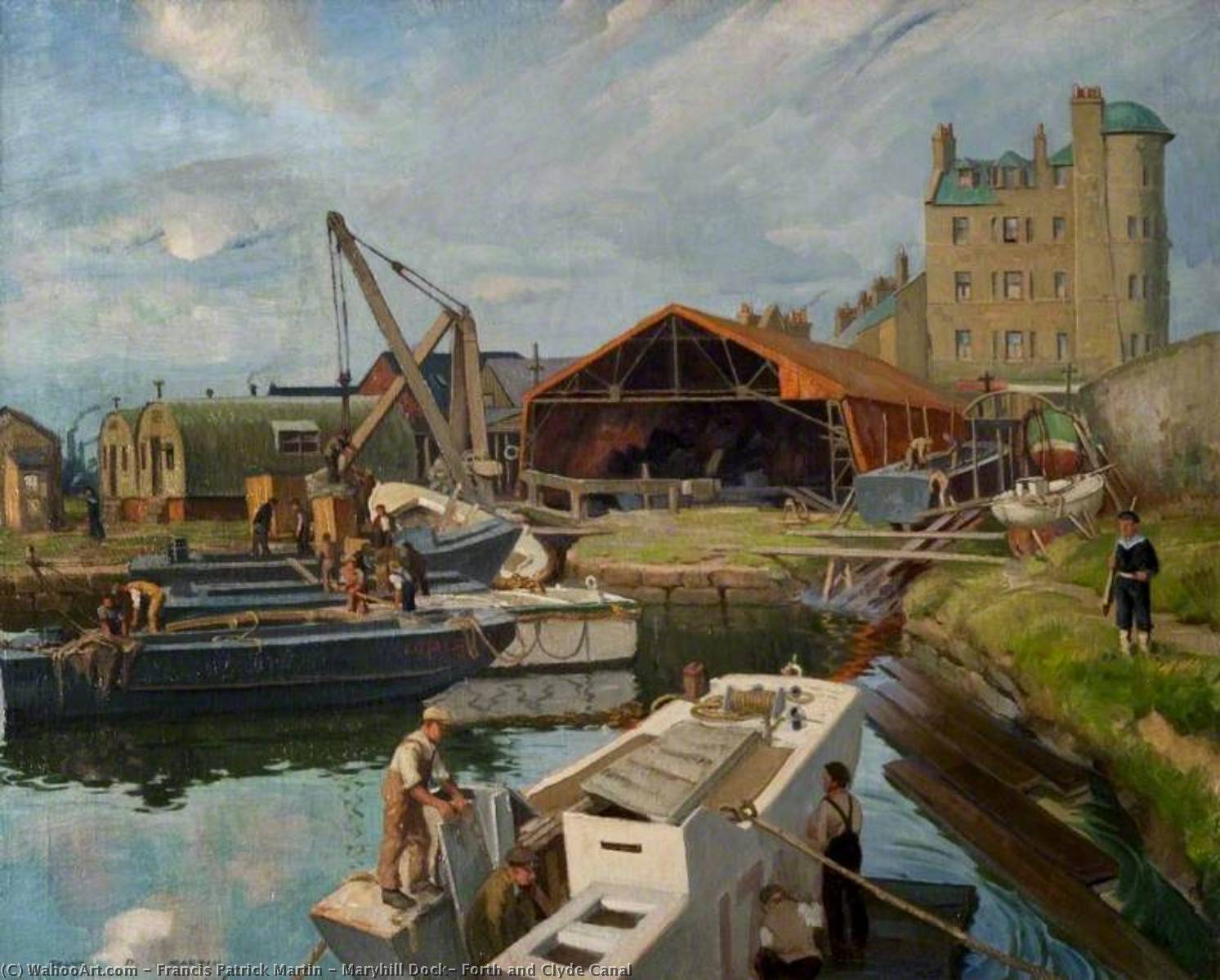 Maryhill Dock, Forth and Clyde Canal, 1945 by Francis Patrick Martin Francis Patrick Martin | ArtsDot.com