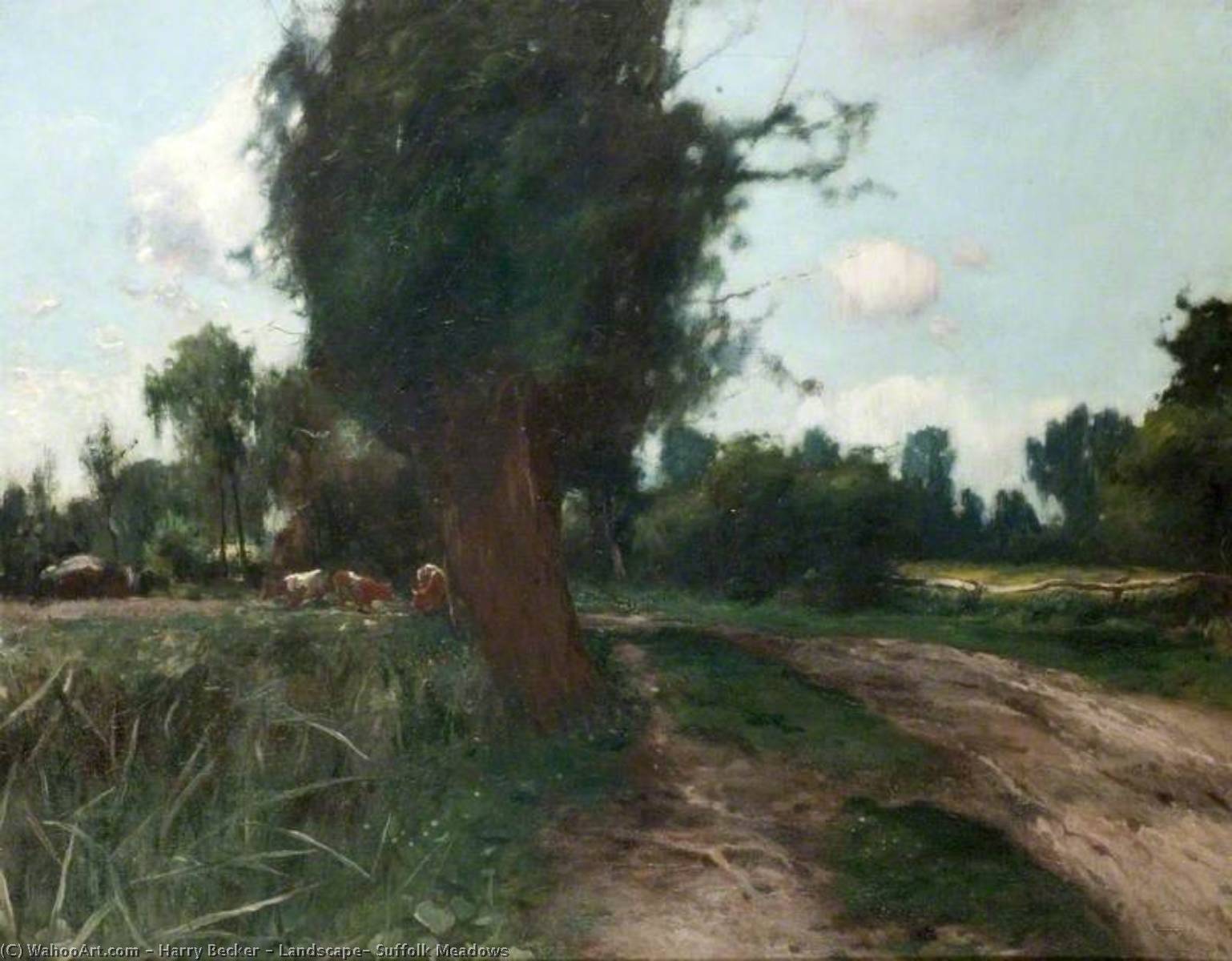 Buy Museum Art Reproductions Landscape, Suffolk Meadows by Harry Becker (1865-1928) | ArtsDot.com