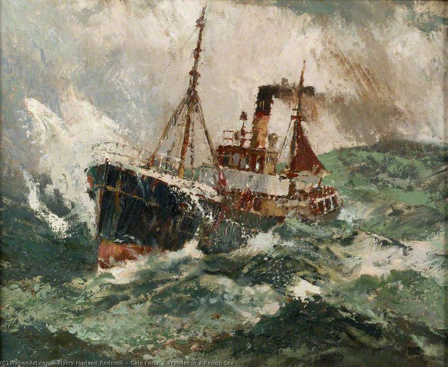 Gale Force 8 Trawler in a Rough Sea by Harry Hudson Rodmell (1896-1984) Harry Hudson Rodmell | ArtsDot.com