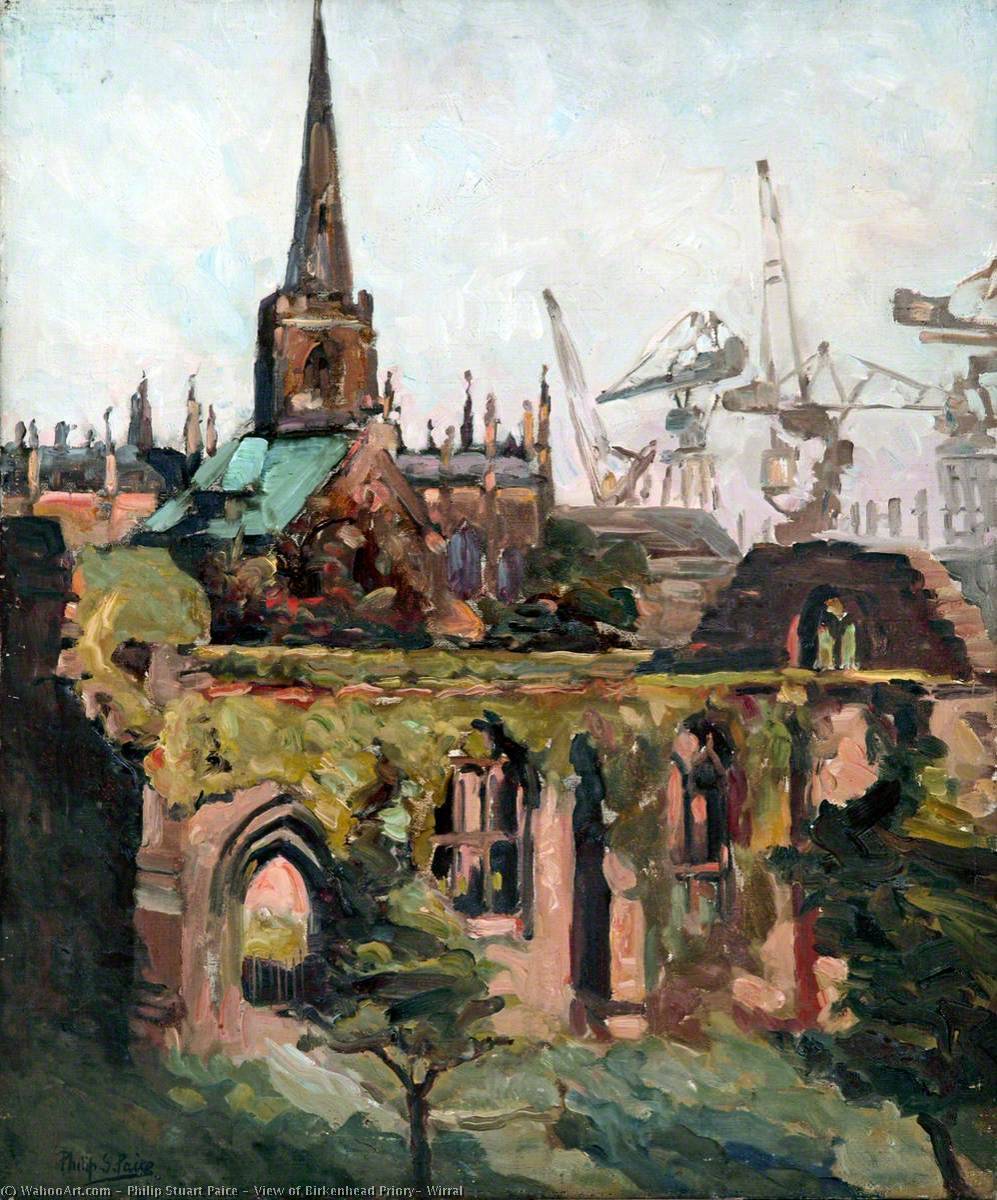 Order Art Reproductions View of Birkenhead Priory, Wirral by Philip Stuart Paice (1884-1940) | ArtsDot.com