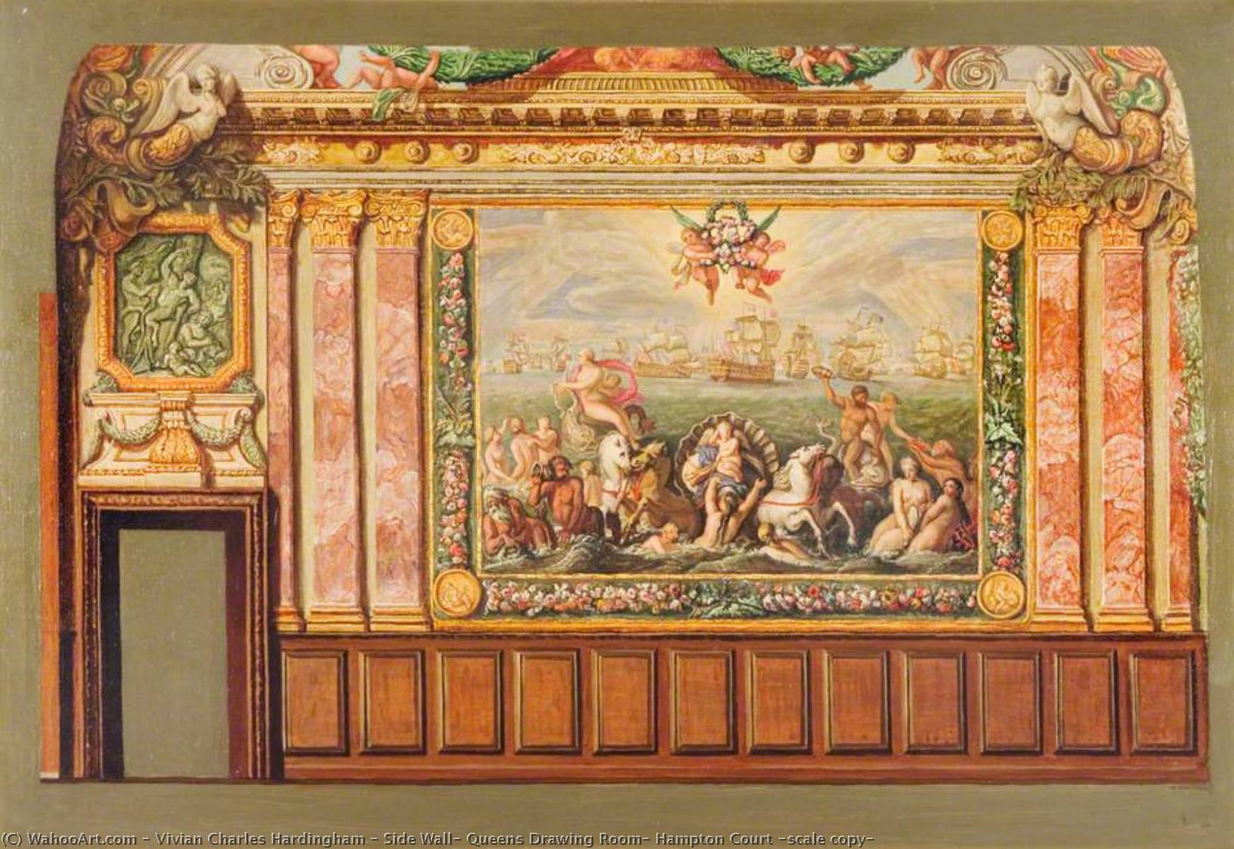 Buy Museum Art Reproductions Side Wall, Queens Drawing Room, Hampton Court (scale copy) by Vivian Charles Hardingham (Inspired By) (1893-1972) | ArtsDot.com