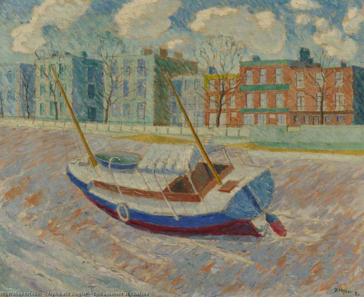 Buy Museum Art Reproductions Embankment at Chelsea, 1936 by Archibald Ziegler (Inspired By) (1903-1971) | ArtsDot.com