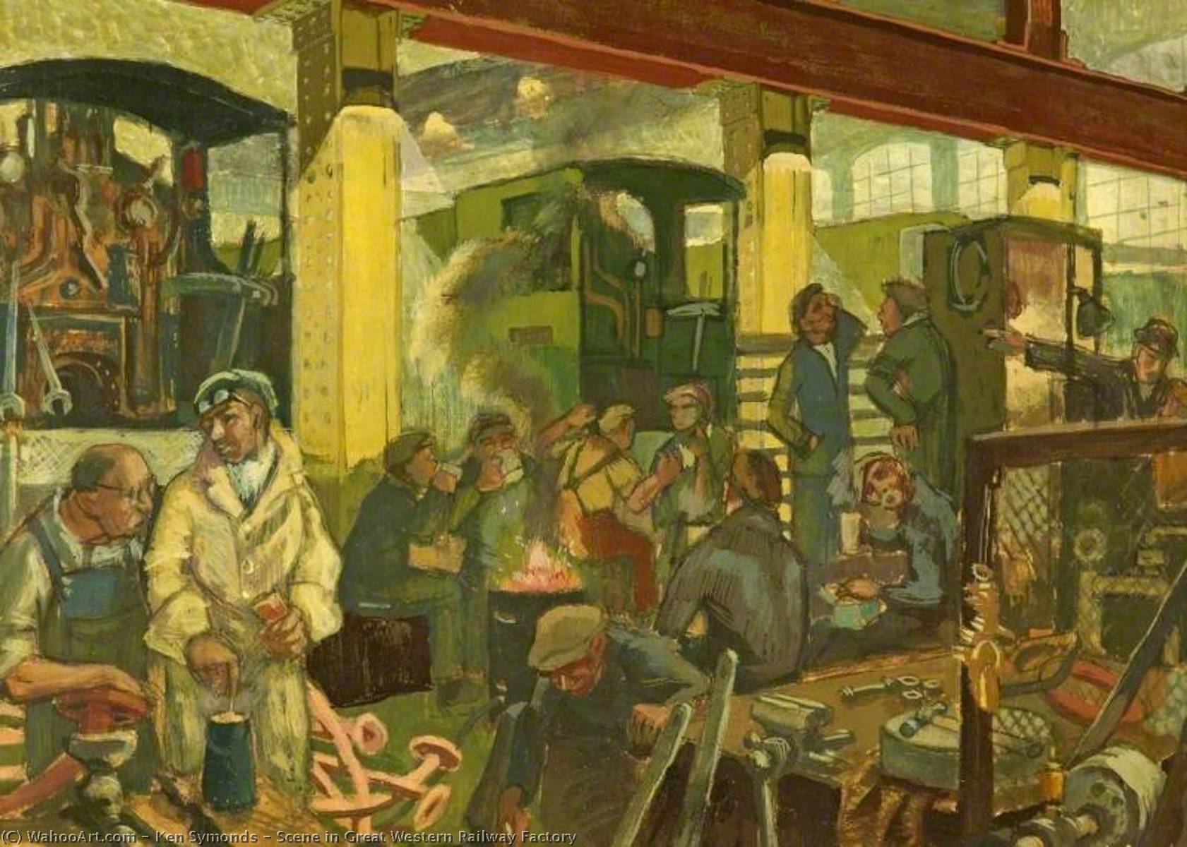 Scene in Great Western Railway Factory, 1949 by Ken Symonds (1927-2010) Ken Symonds | ArtsDot.com