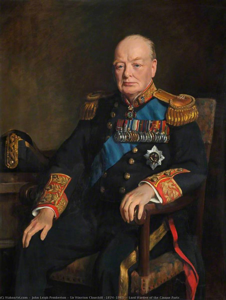 Order Paintings Reproductions Sir Winston Churchill (1874–1965), Lord Warden of the Cinque Ports by John Leigh Pemberton (Inspired By) (1911-1997) | ArtsDot.com