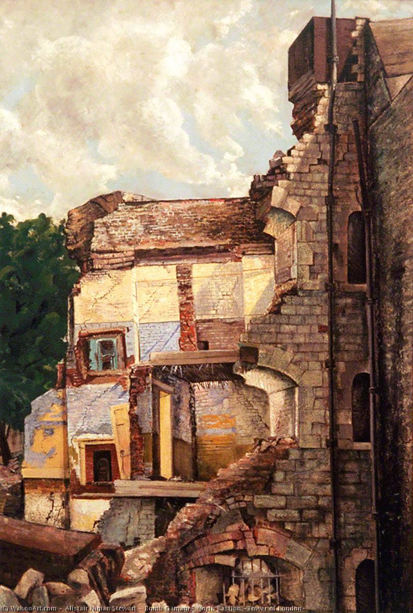 Order Paintings Reproductions Bomb Damage, North Bastion (Tower of London), 1941 by Alistair Ninian Stewart (Inspired By) (1908-1979) | ArtsDot.com