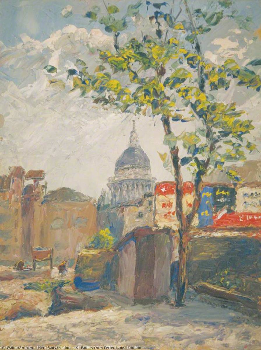 Buy Museum Art Reproductions St Paul`s from Fetter Lane, London, 1947 by Piero Sansalvadore (Inspired By) (1892-1955) | ArtsDot.com