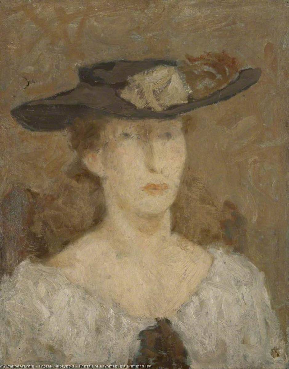 Portrait of a Woman in a Brimmed Hat by Leszek Muszynski (1923-2012) Leszek Muszynski | ArtsDot.com