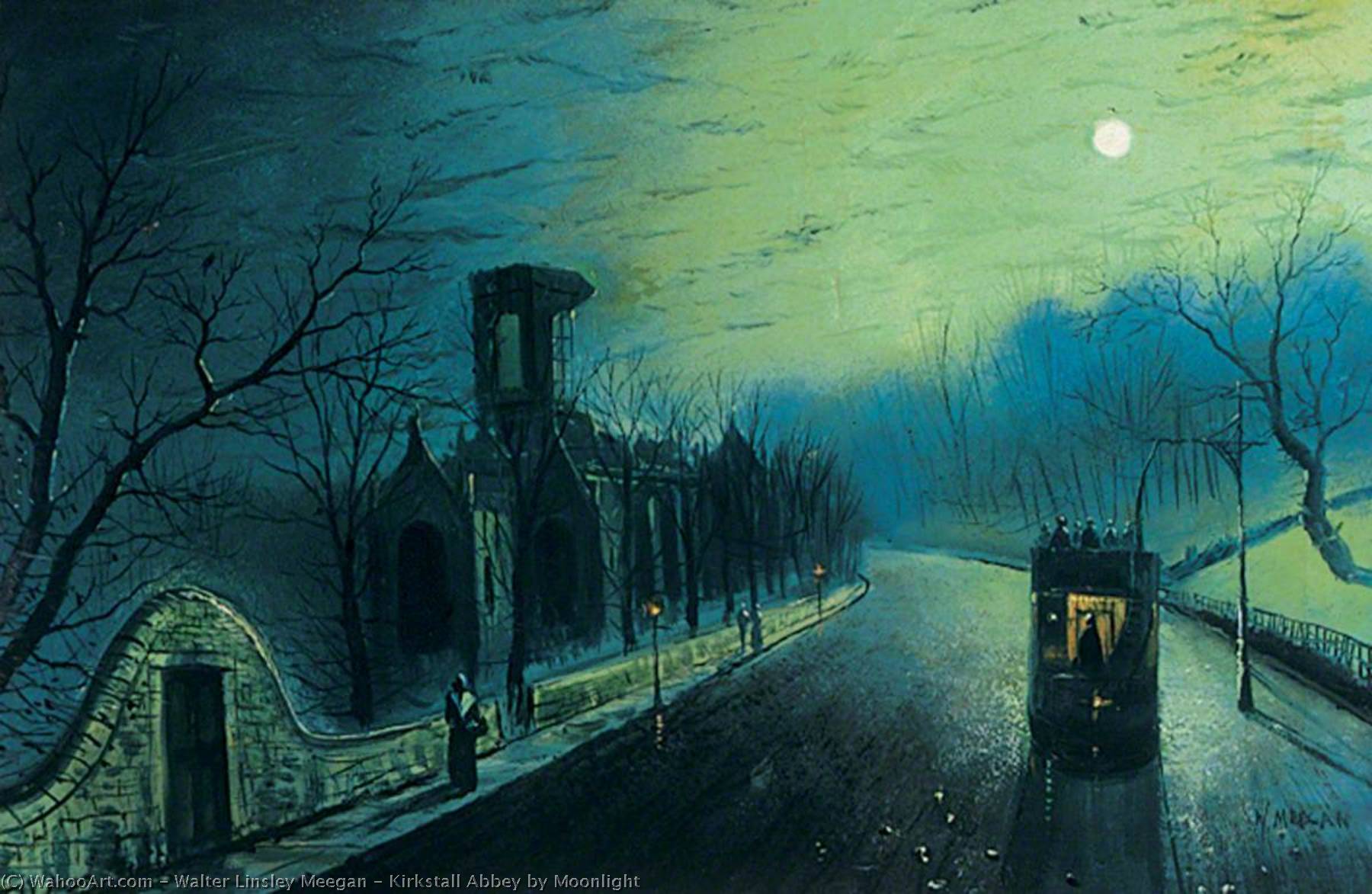 Order Artwork Replica Kirkstall Abbey by Moonlight by Walter Linsley Meegan (1859-1944) | ArtsDot.com