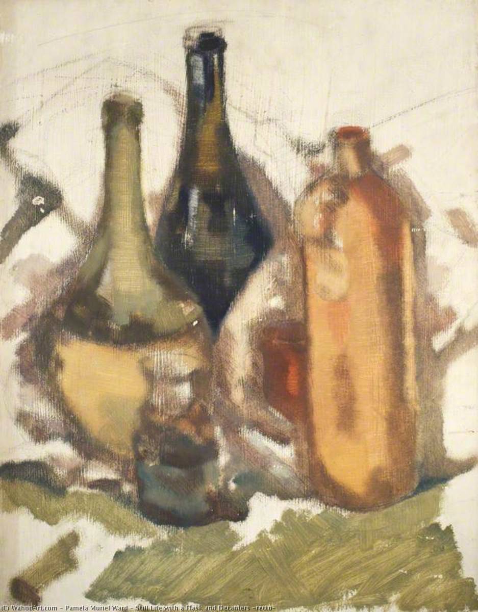 Still Life with a Flask and Decanters (recto) by Pamela Muriel Ward (1908-1994) Pamela Muriel Ward | ArtsDot.com