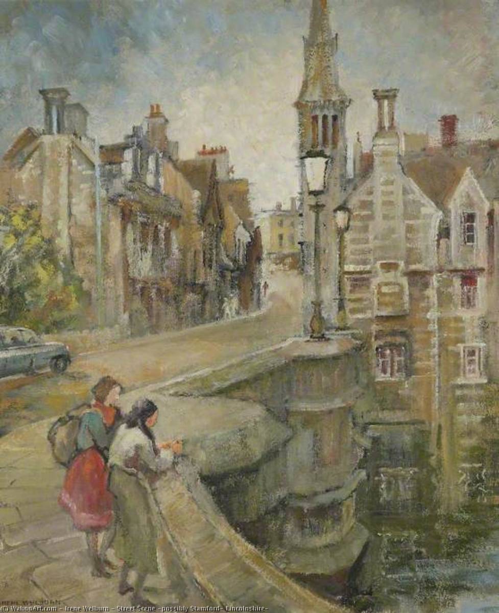 Street Scene (possibly Stamford, Lincolnshire) by Irene Welburn (1910-2000) Irene Welburn | ArtsDot.com