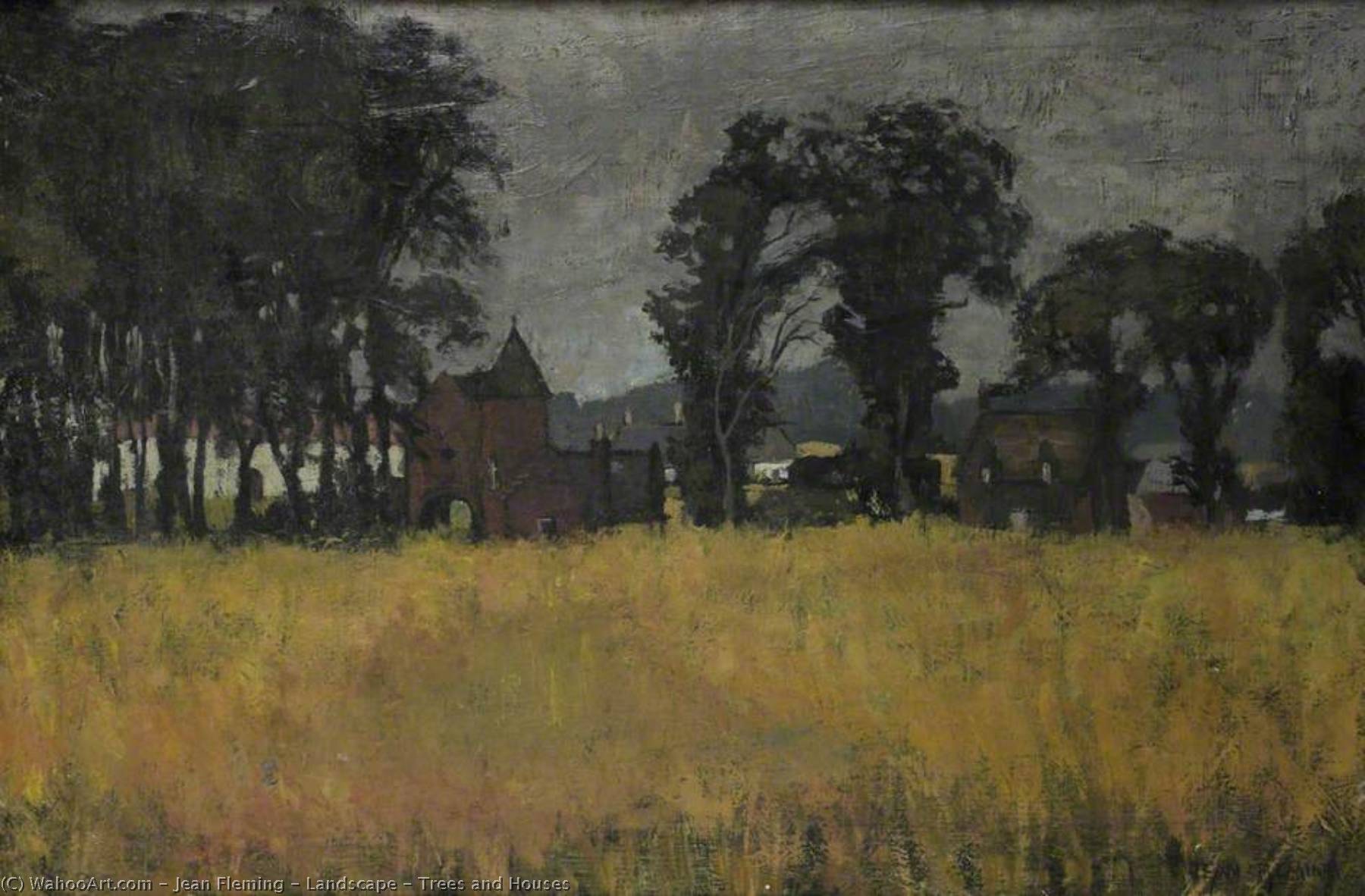 Landscape – Trees and Houses by Jean Fleming (1937-1988) Jean Fleming | ArtsDot.com