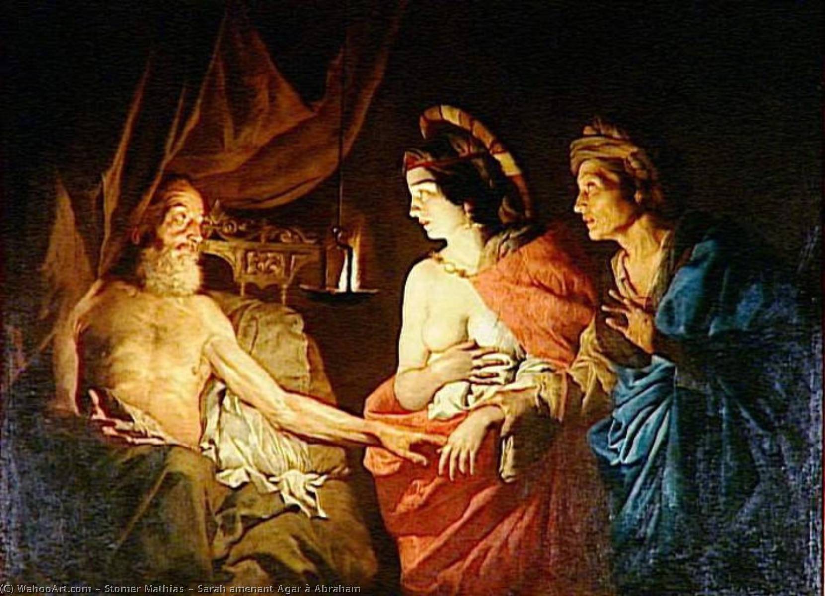 Compra Riproduzioni D'arte Del Museo Sarah amenant Agar à Abraham di Stomer Mathias (1600-1650) | ArtsDot.com