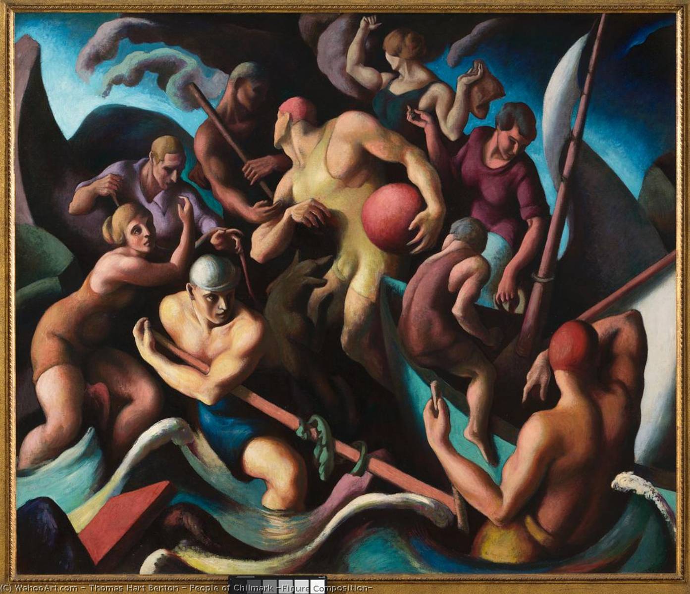 Order Oil Painting Replica People of Chilmark (Figure Composition), 1920 by Thomas Hart Benton (Inspired By) (1889-1975, United States) | ArtsDot.com