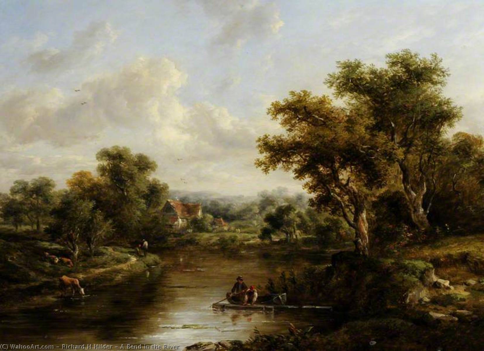 Buy Museum Art Reproductions A Bend in the River by Richard H Hilder (1813-1852) | ArtsDot.com