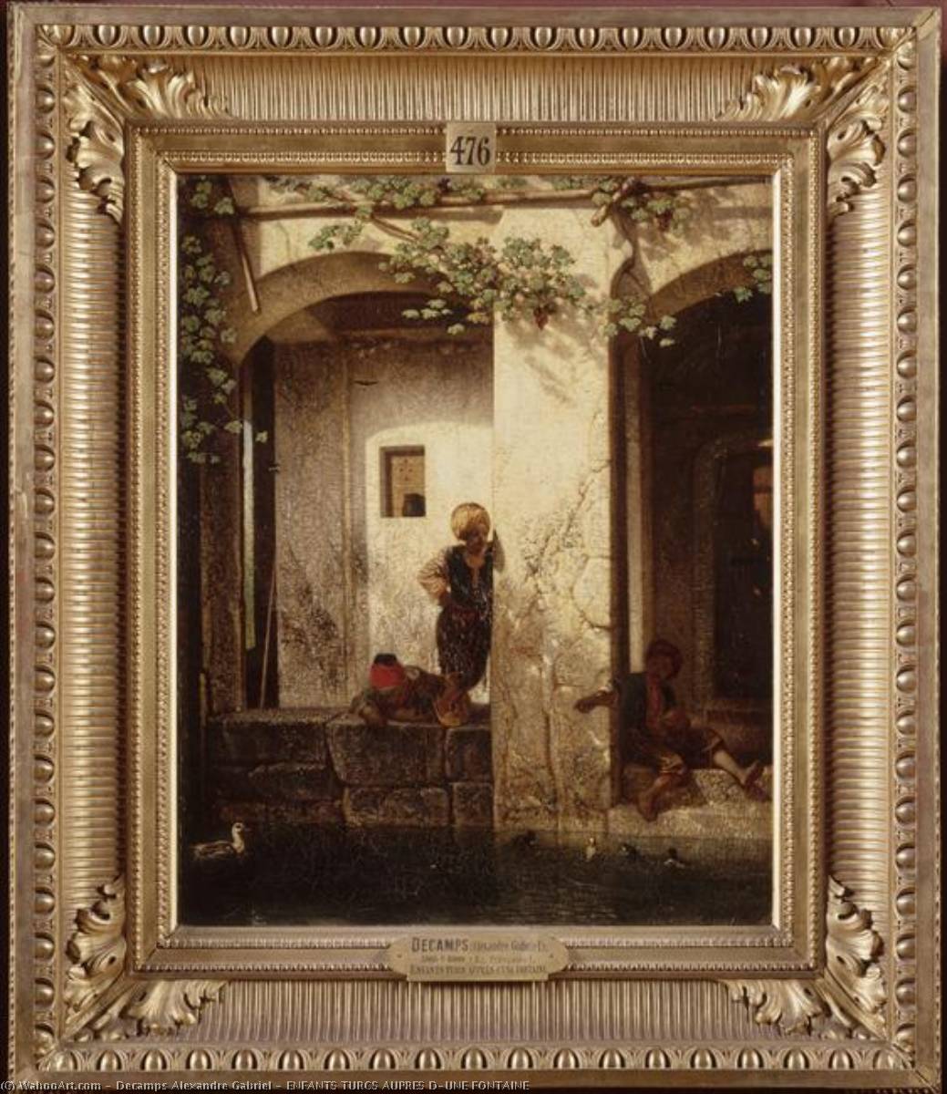 Pedir Reproducciones De Pinturas ENFANTS TURCS AUPRES D`UNE FONTAINE de Alexandre Gabriel Decamps (1803-1860, France) | ArtsDot.com