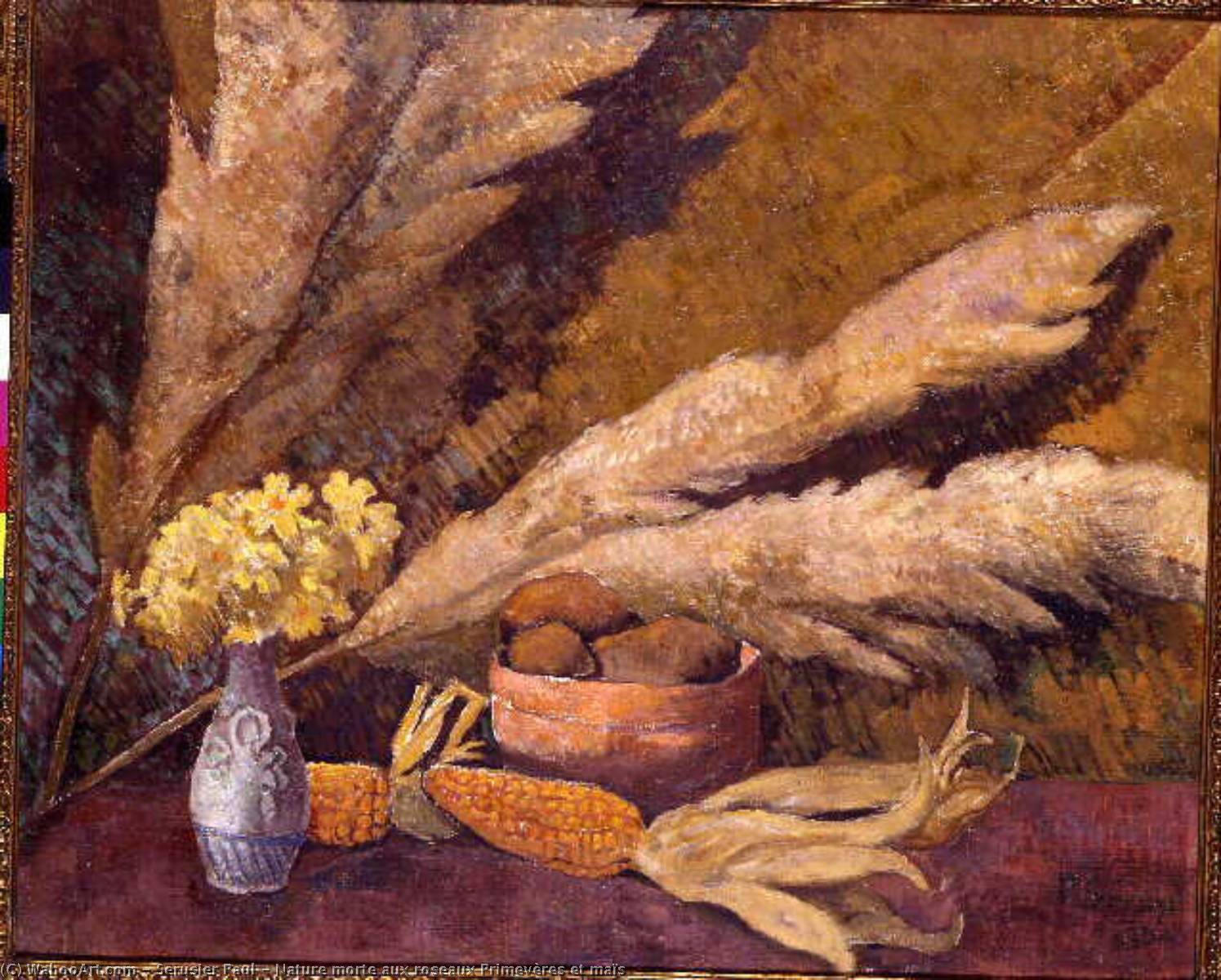 Ordinare Riproduzioni D'arte Natura morte aux roseaux Primevères et maïs di Paul Serusier (1864-1927, France) | ArtsDot.com